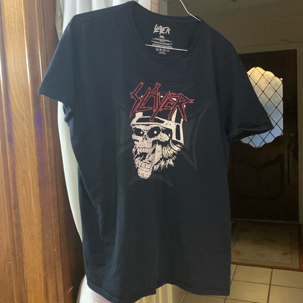 Official Slayer Iron Cross Skull thrash metal cotton T-Shirt XXL/2XL Used